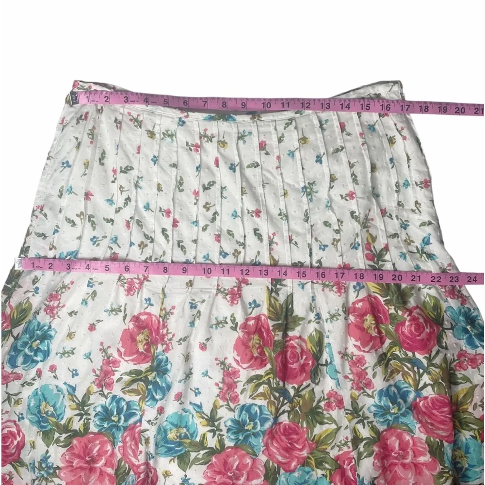 JM Collection 100% Cotton Floral Skirt Size 12 Flowers Girly Feminine Classic